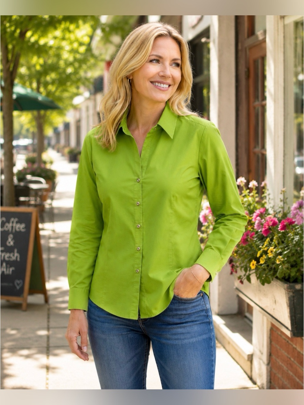 Dress Barn Apple Green Shirt Size S